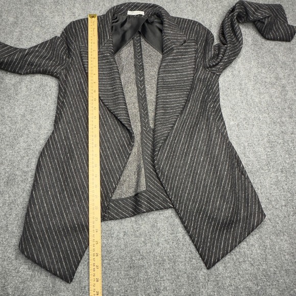MM.LaFleur Blazer Women 0 Gray Wool Blend Pinstripe Open Front Career Minimalist - Picture 9 of 9